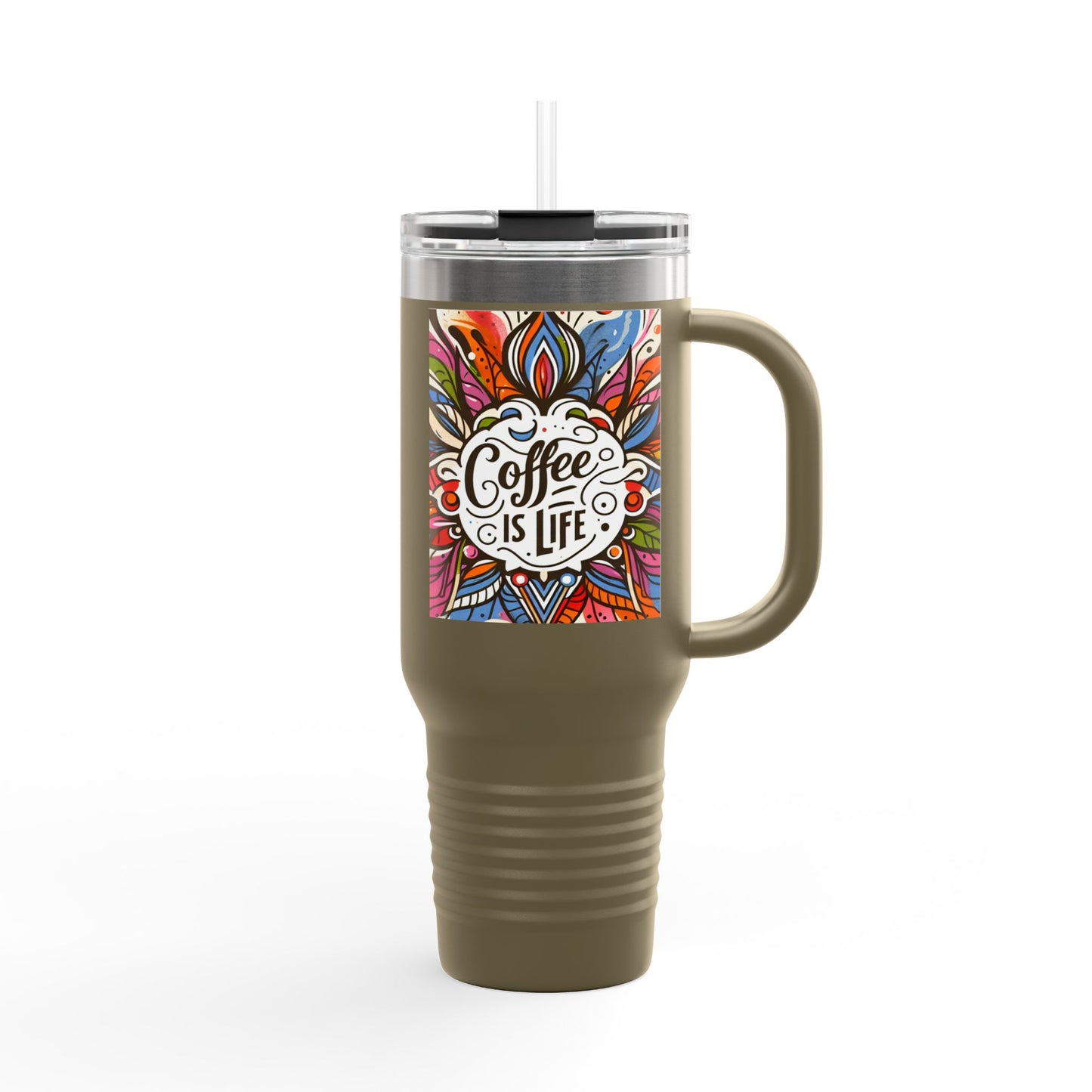 Coffe is life Travel Mug, 40oz Modern Style Insulated Coffee Cup