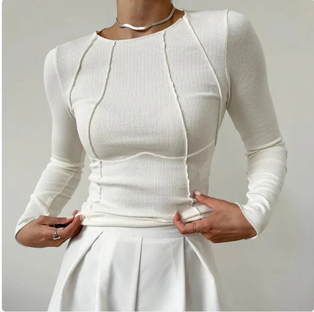 Women's Slim Fit Long Sleeve Knit Top – Street Style Pullover