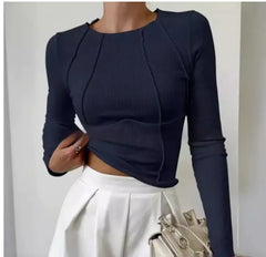 Women's Slim Fit Long Sleeve Knit Top – Street Style Pullover thumbnail 24