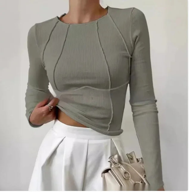 Women's Slim Fit Long Sleeve Knit Top – Street Style Pullover