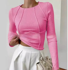 Women's Slim Fit Long Sleeve Knit Top – Street Style Pullover thumbnail 22