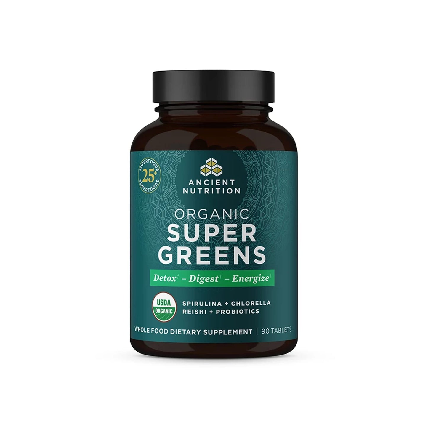 Ancient Nutrition Super Greens - 25+ Organic Superfoods + Probiotics (30 Day Supply)