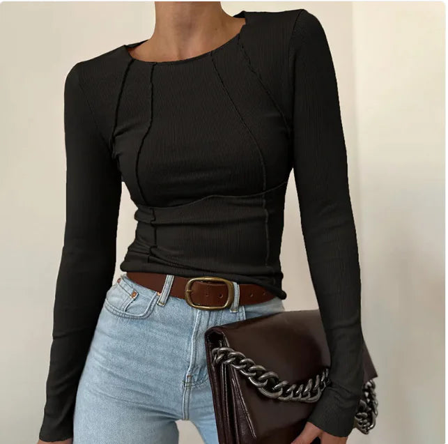 Women's Slim Fit Long Sleeve Knit Top – Street Style Pullover